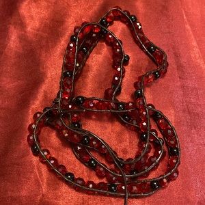 Black onyx and red ruby wrap bracelet